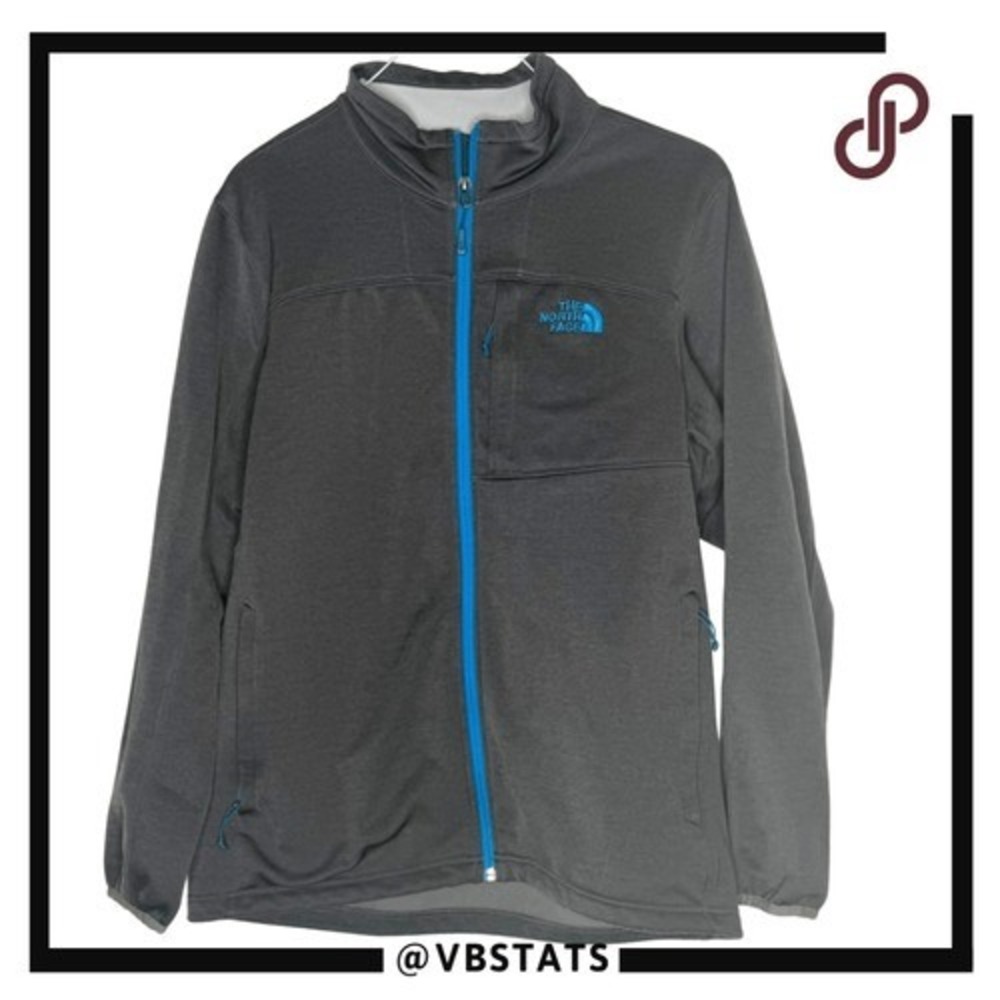 The North Face Men's Fleece Mock Neck Full Zip‎ Lined Jacket Gray Blue Large